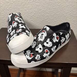 Native x Disney Mens Black Jefferson Mickey Mouse Slip On Sneaker Shoes Size 10